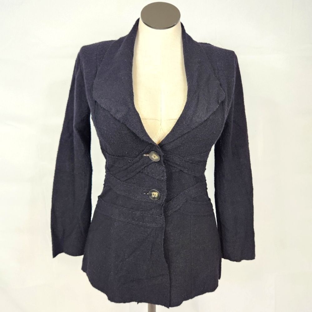 3/$25 ZOZO 100% Wool Black Front Detailed Jacket Sz S